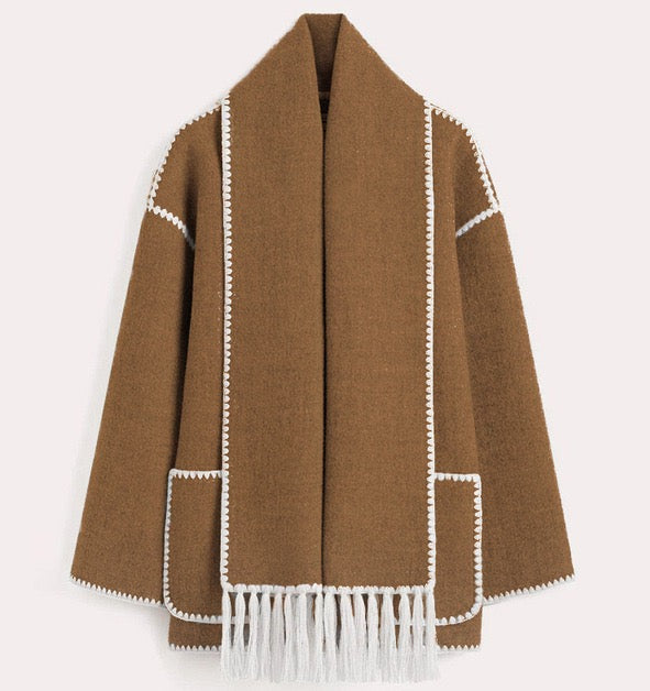 CANDICE – OVERSIZED COAT WITH SCARF DETAIL