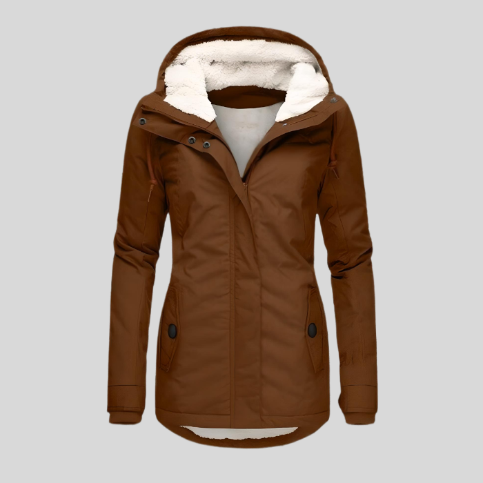 BETHANY – WATERPROOF LONG JACKET WITH HOOD AND LINING