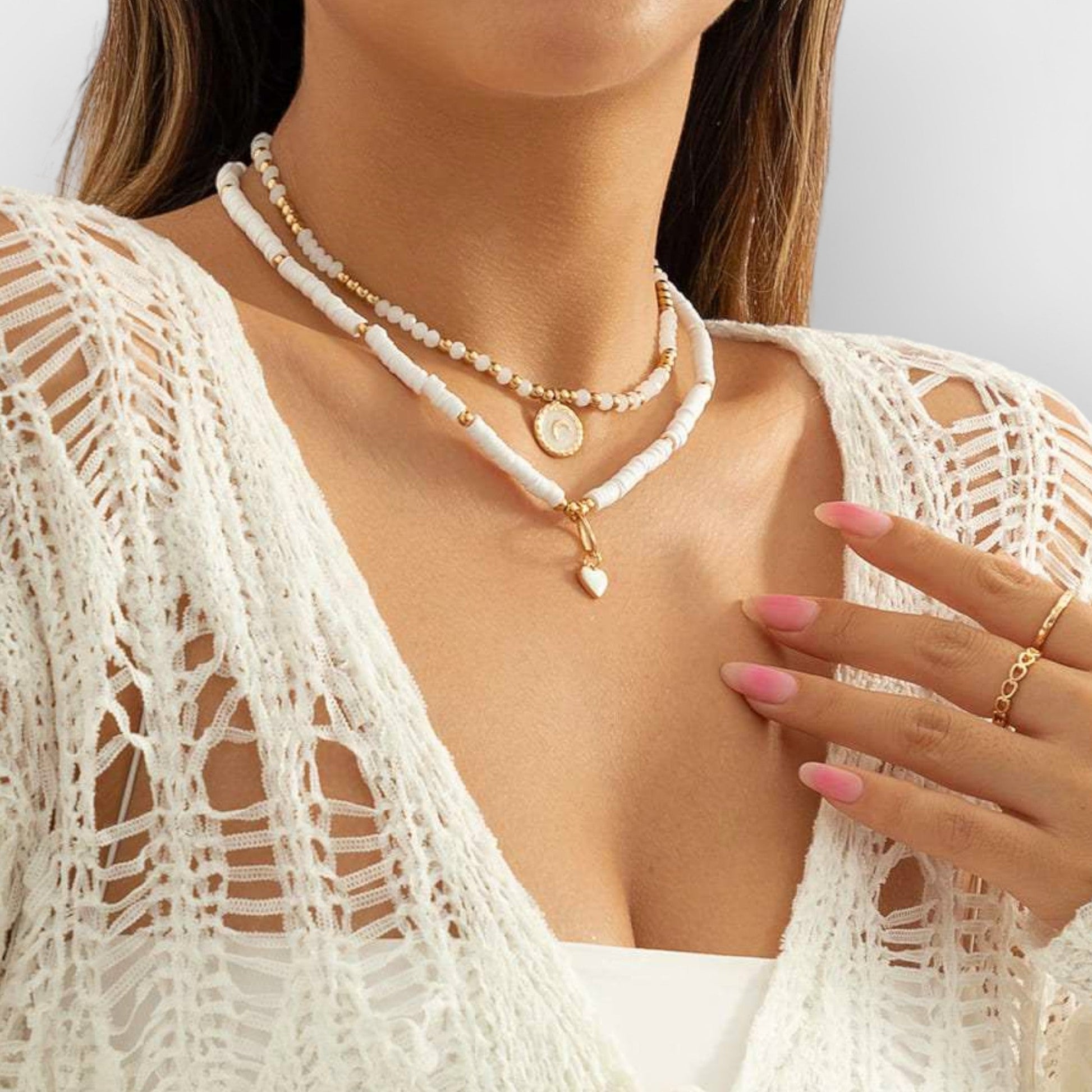 TONI - LAYERED CRYSTAL PENDANT NECKLACE