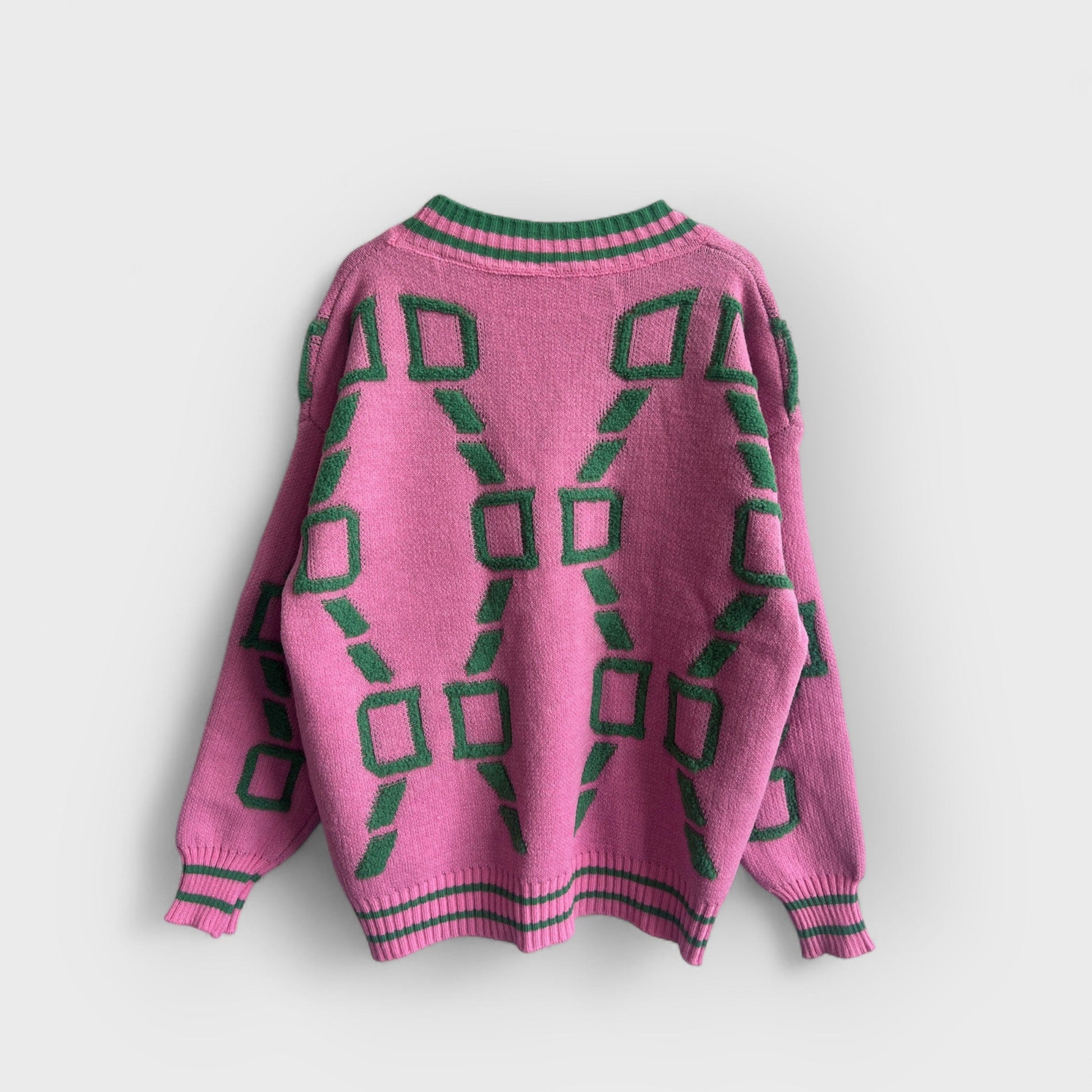 JONI - V-NECK COLOR CONTRAST KNIT CARDIGAN