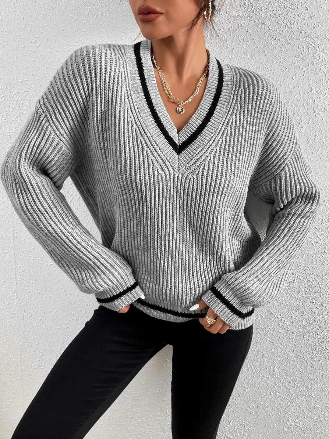 FLORA – WAFFLE KNIT STRIPE JUMPER