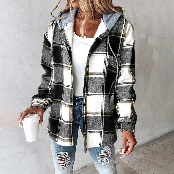 MONICA – RELAXED PLAID HOODED JACKET