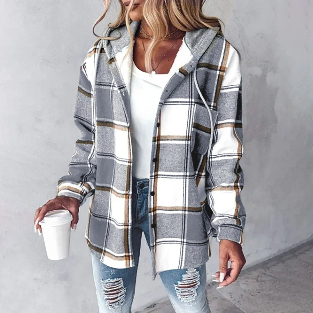 MONICA – RELAXED PLAID HOODED JACKET