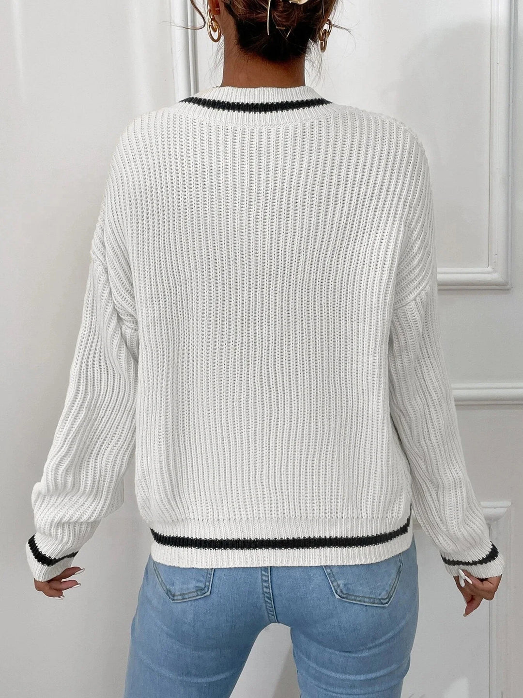 FLORA – WAFFLE KNIT STRIPE JUMPER