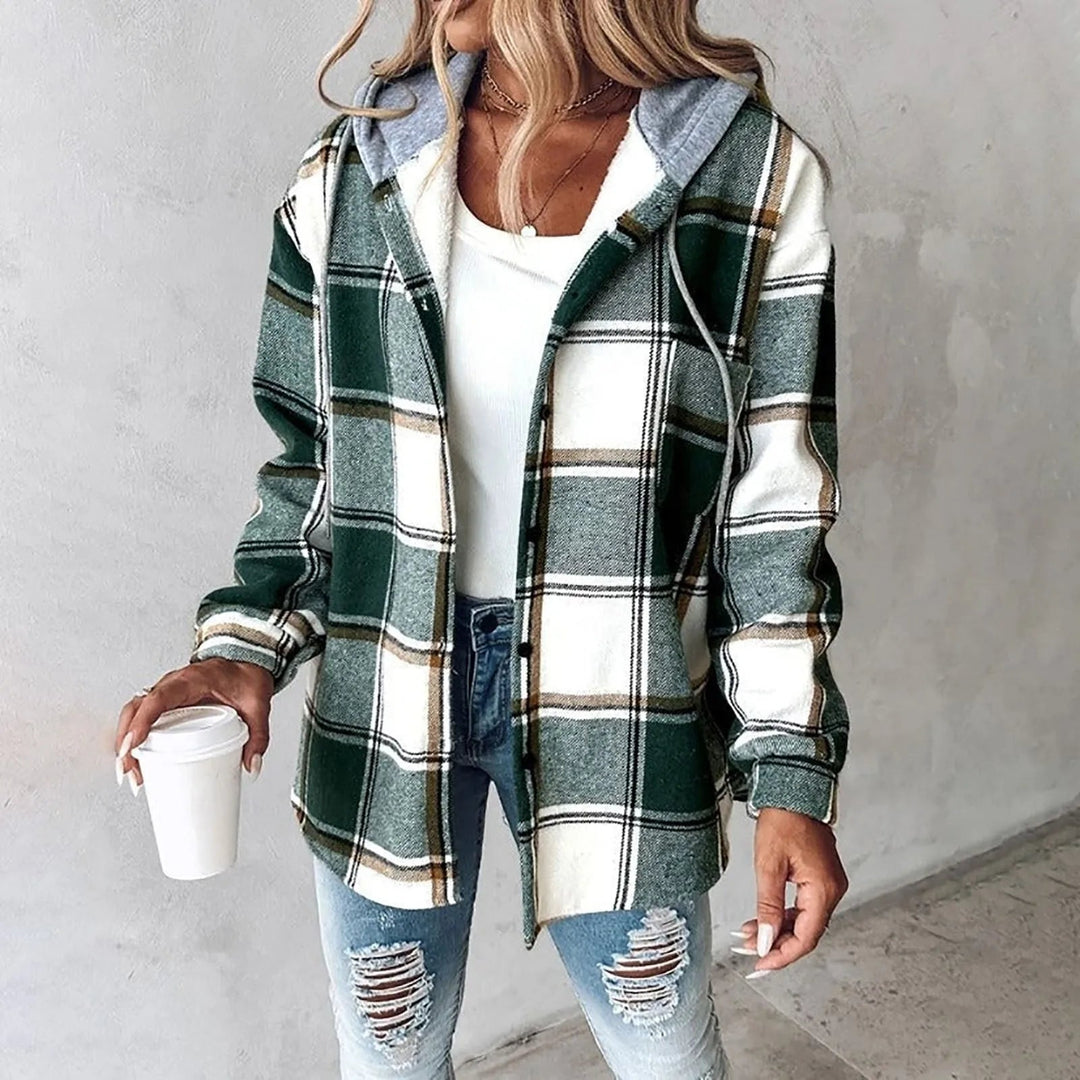 MONICA – RELAXED PLAID HOODED JACKET