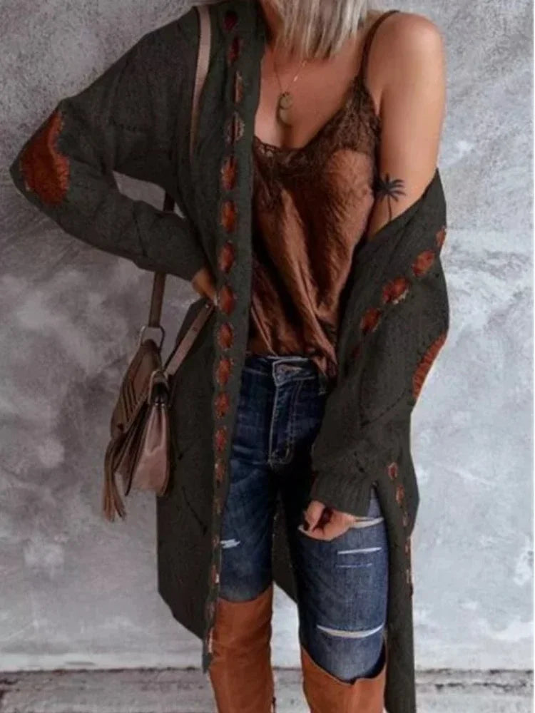 ANNA – TEXTURED LONG HOODED CARDIGAN