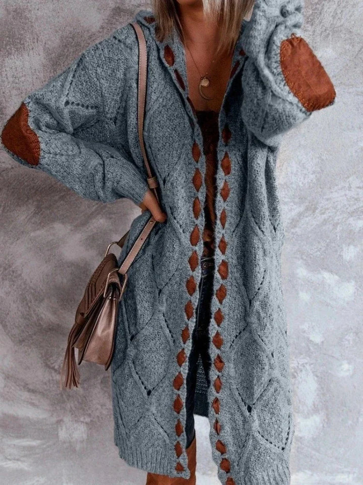 ANNA – TEXTURED LONG HOODED CARDIGAN