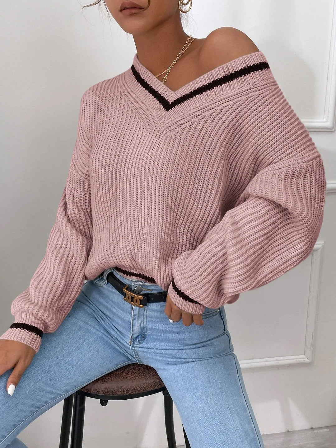 FLORA – WAFFLE KNIT STRIPE JUMPER