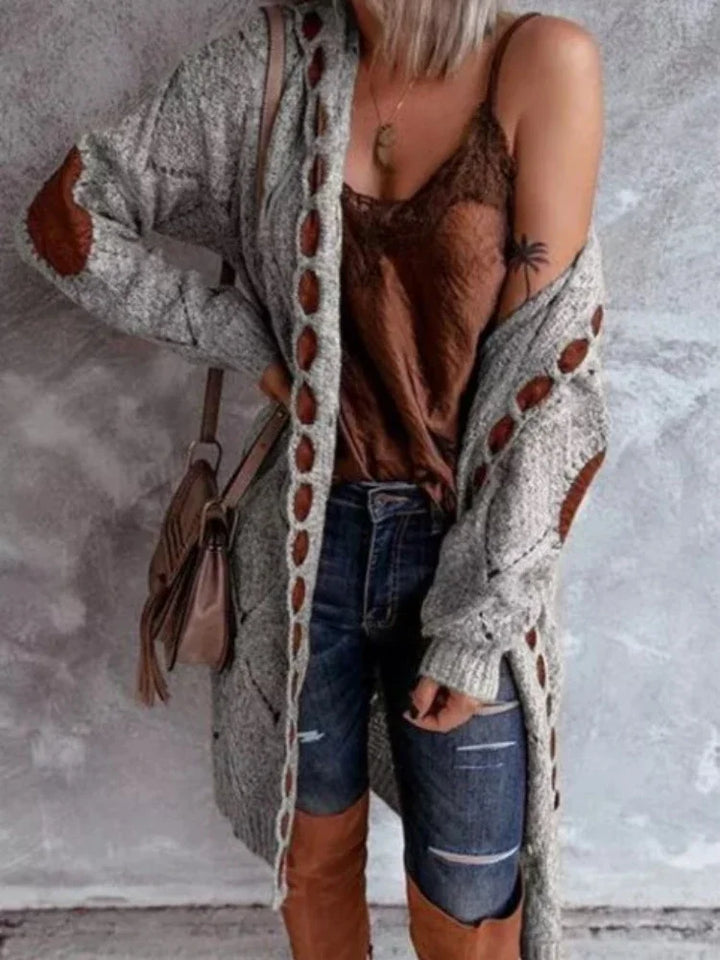 ANNA – TEXTURED LONG HOODED CARDIGAN