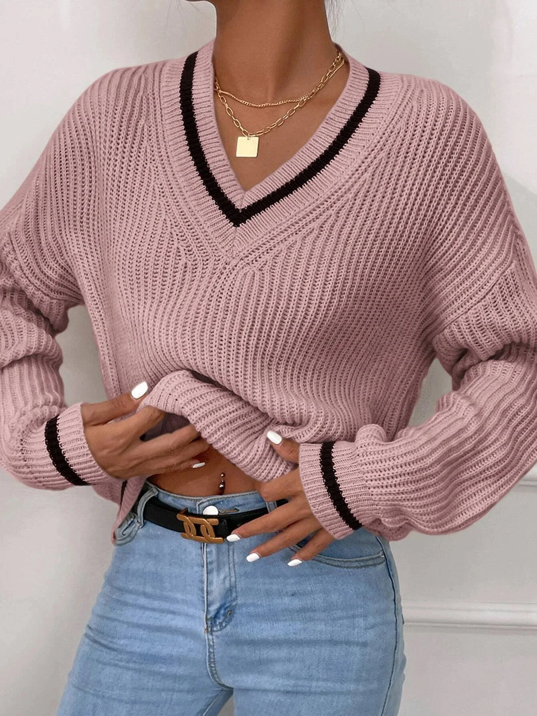 FLORA – WAFFLE KNIT STRIPE JUMPER