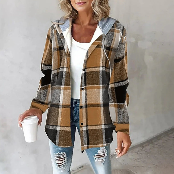 MONICA – RELAXED PLAID HOODED JACKET