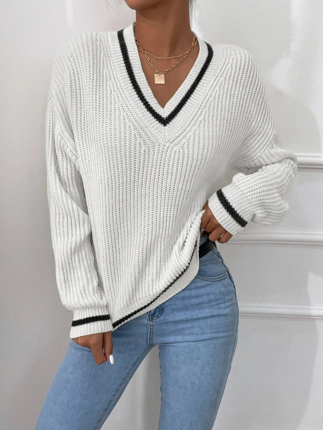FLORA – WAFFLE KNIT STRIPE JUMPER