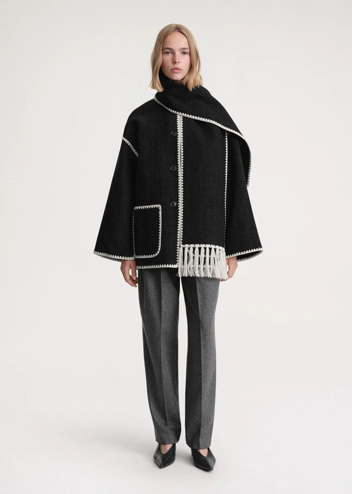 CANDICE – OVERSIZED COAT WITH SCARF DETAIL