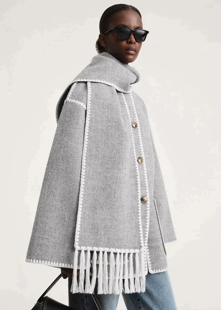 CANDICE – OVERSIZED COAT WITH SCARF DETAIL