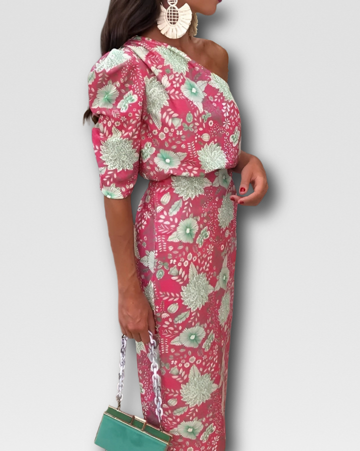 CHARLIE - ONE-SHOULDER PUFF SLEEVE DRESS