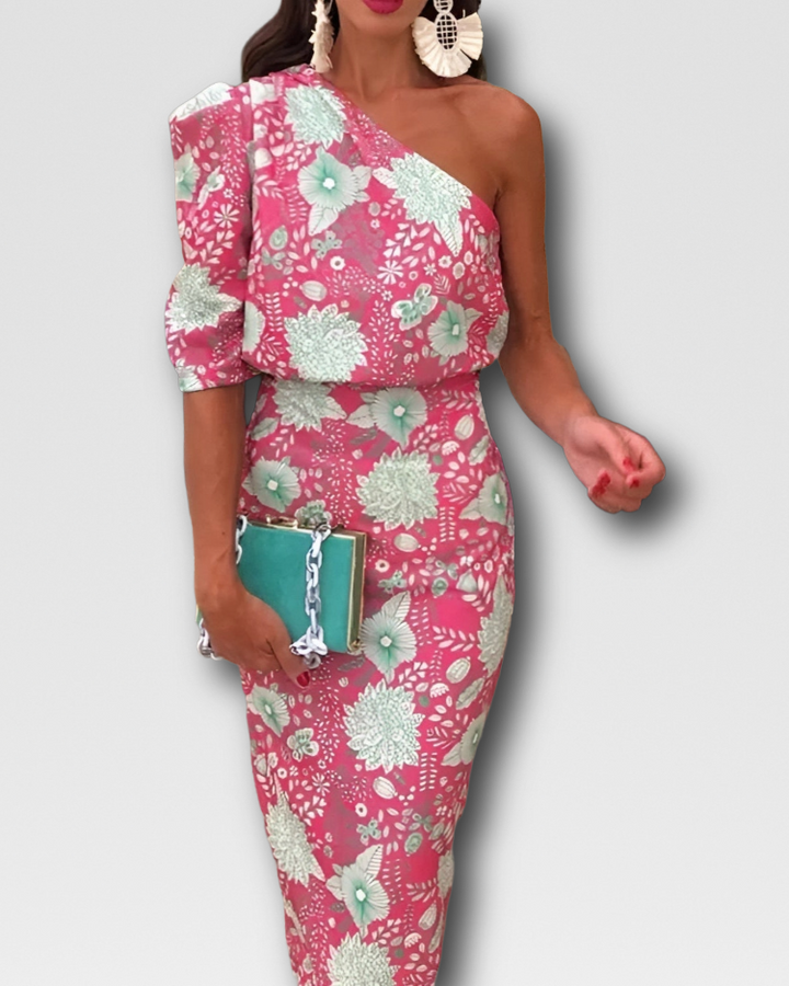 CHARLIE - ONE-SHOULDER PUFF SLEEVE DRESS