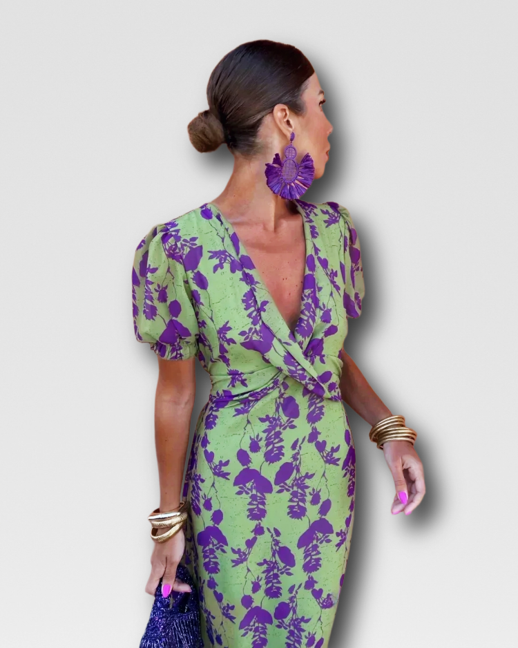 NICOLE - CROSSED WAIST MIDI DRESS