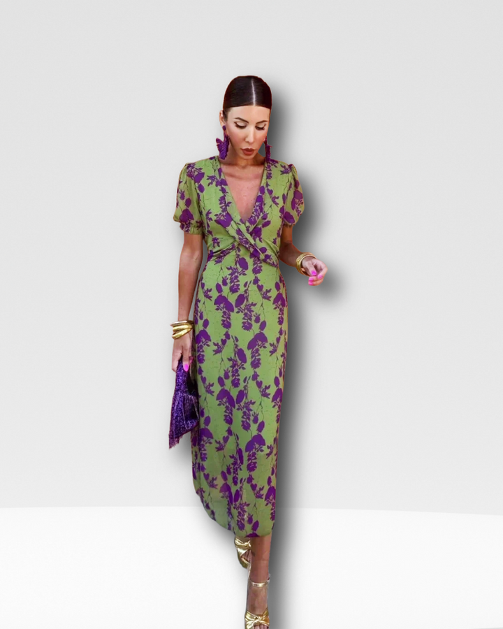 NICOLE - CROSSED WAIST MIDI DRESS