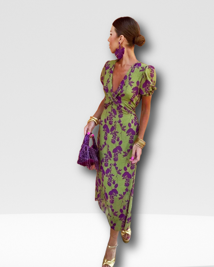 NICOLE - CROSSED WAIST MIDI DRESS