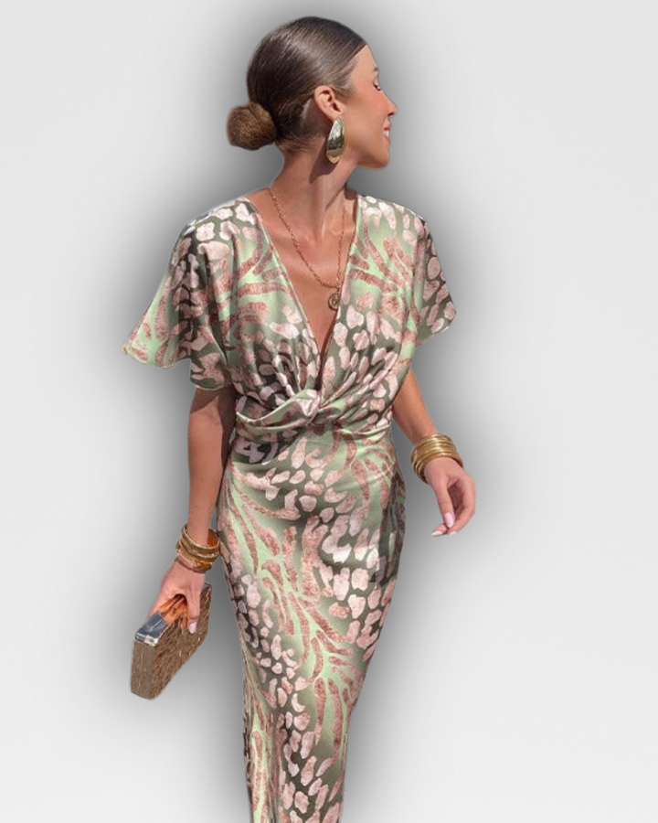HILARY - DRAPED CAPE SLEEVE DRESS