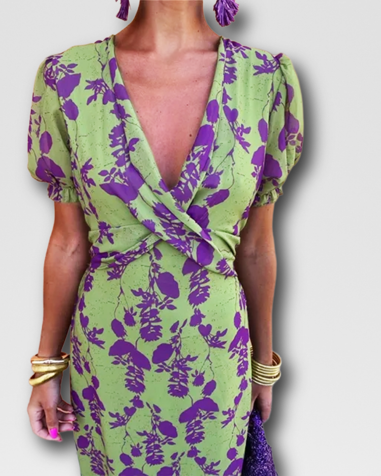 NICOLE - CROSSED WAIST MIDI DRESS