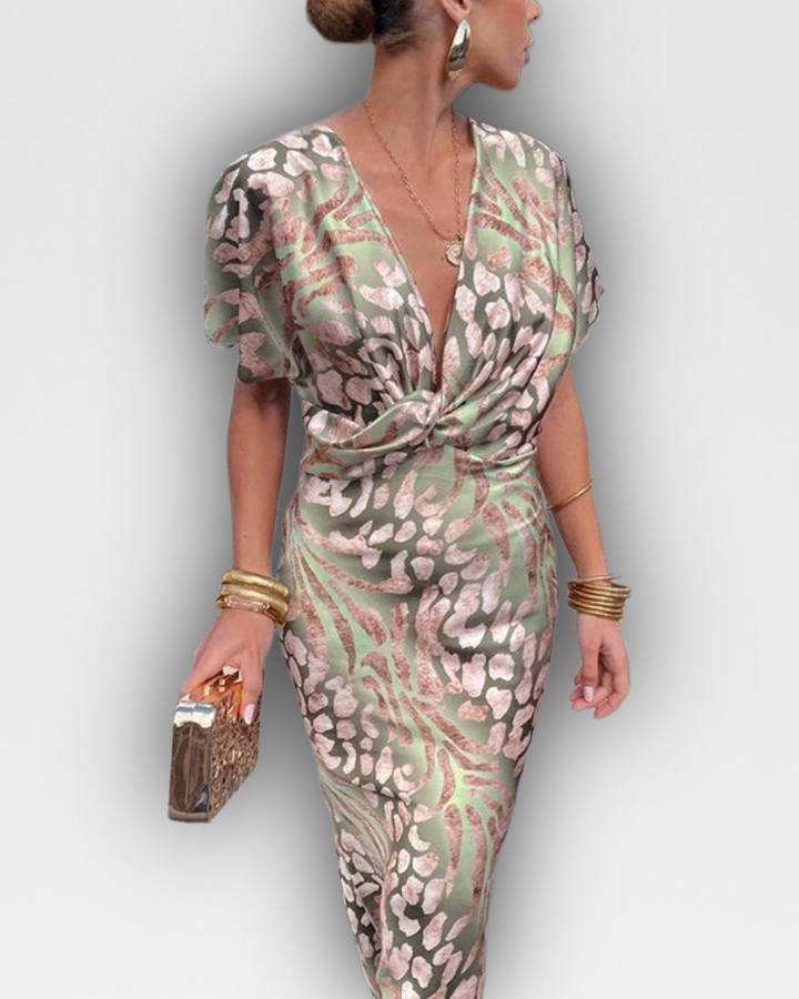 HILARY - DRAPED CAPE SLEEVE DRESS