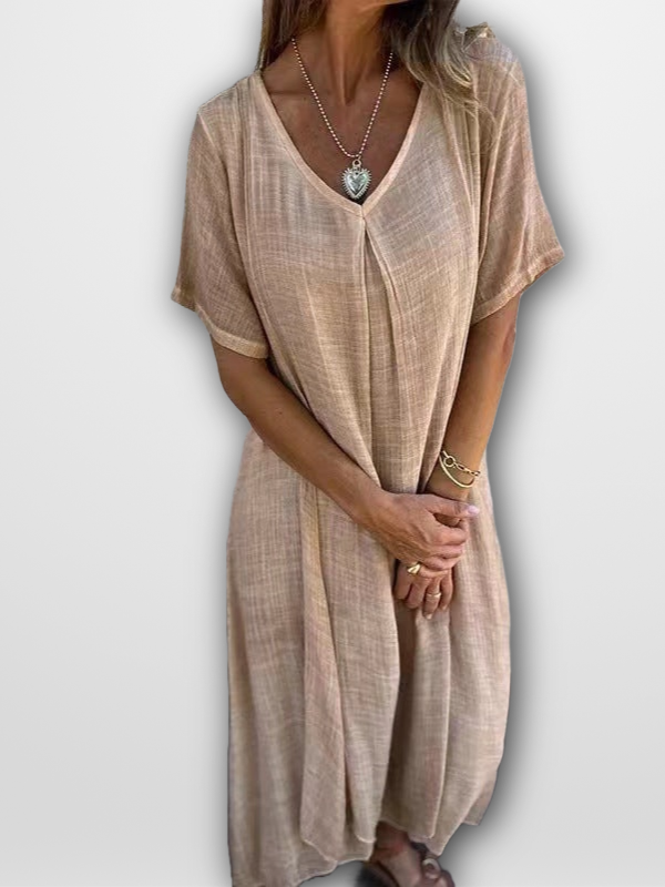 RACHEL - EFFORTLESS V-NECK DRESS