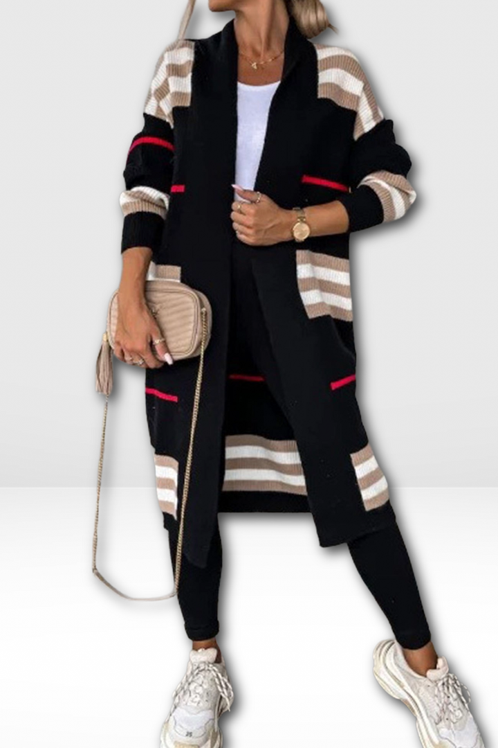 NOOR – STRIPED LONG CARDIGAN