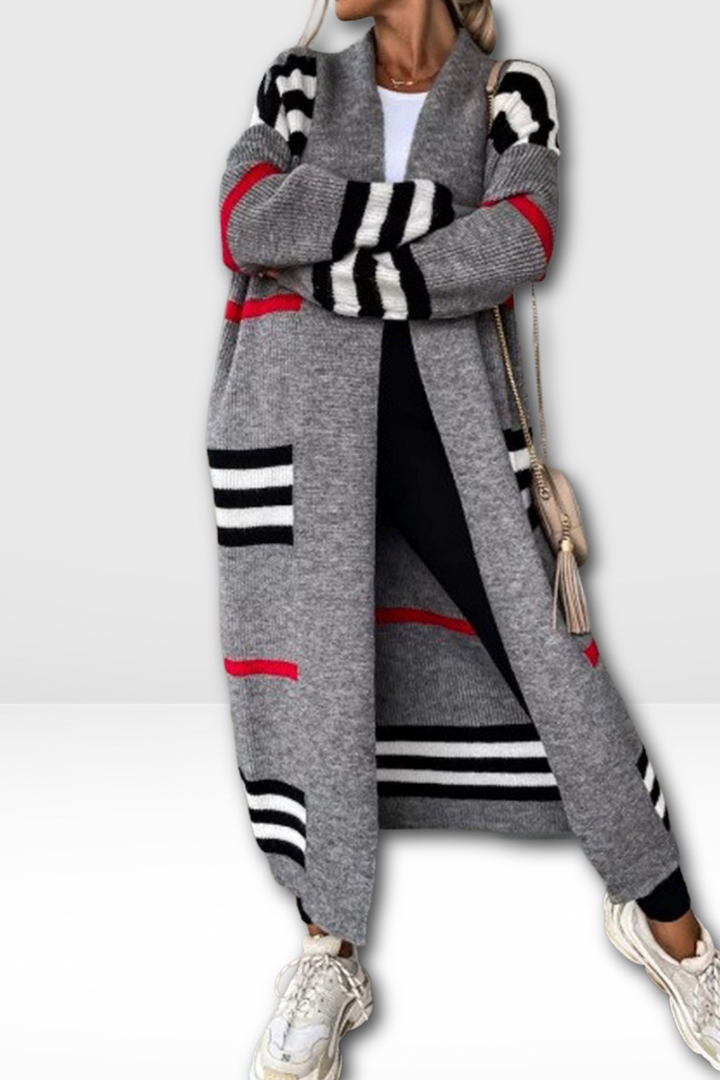NOOR – STRIPED LONG CARDIGAN