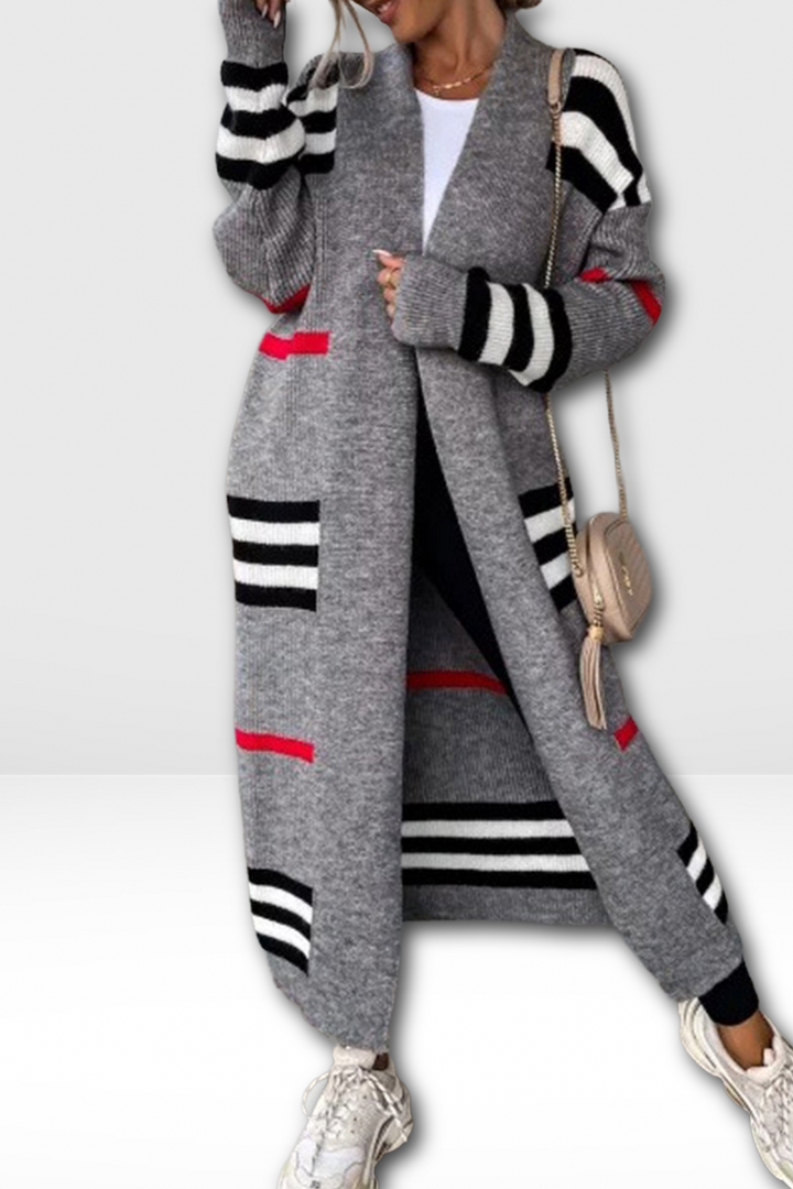 NOOR – STRIPED LONG CARDIGAN