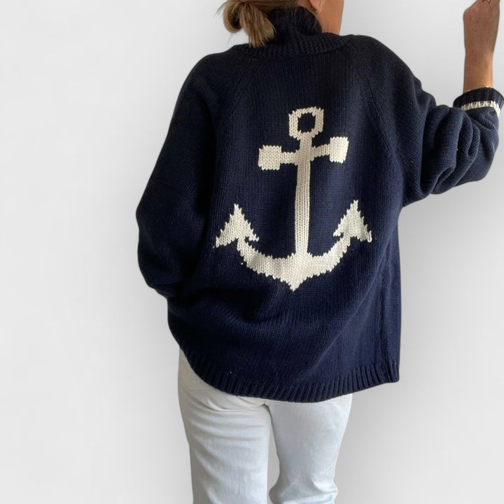YASMINE - VARSITY CHUNKY ANCHOR CARDIGAN