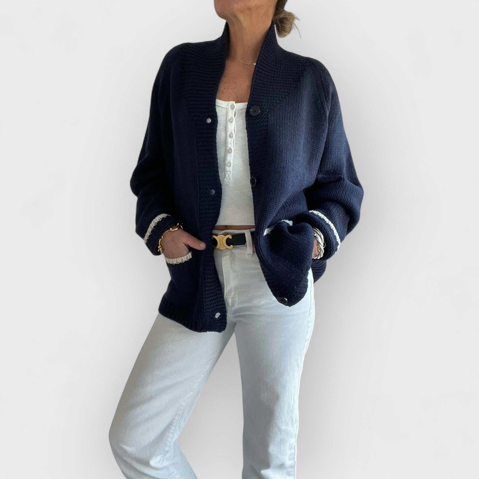 YASMINE - VARSITY CHUNKY ANCHOR CARDIGAN