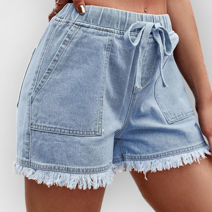 CELIA - HIGH-WAIST DENIM SHORTS
