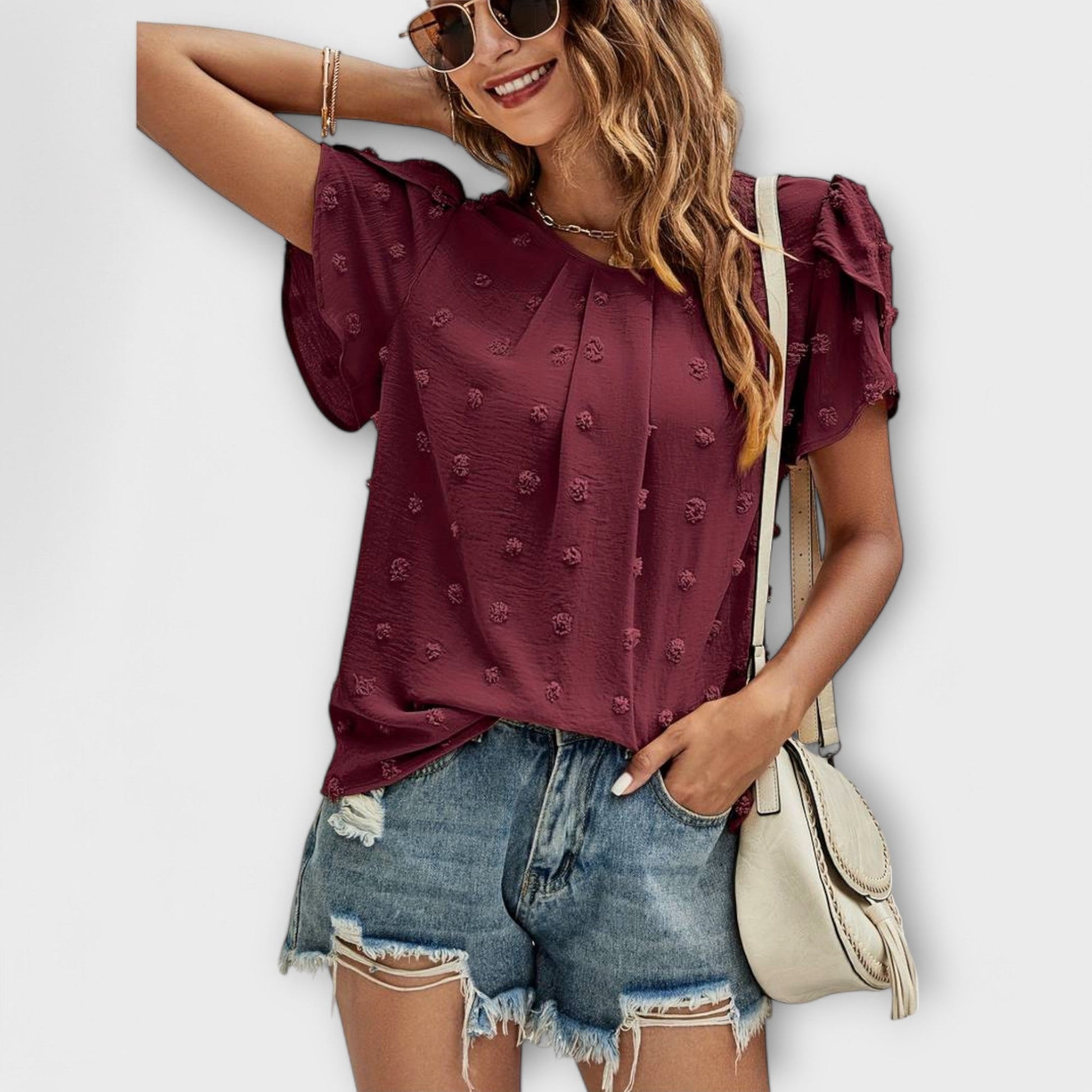 JODIE - ROMANTIC SWISS DOT BLOUSE