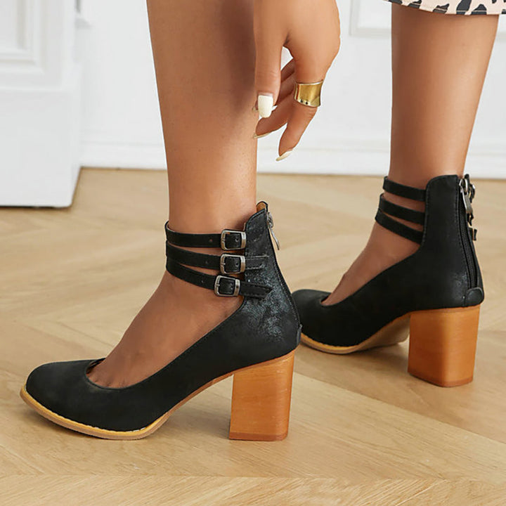 DAHLIA – TRIPLE STRAP BLOCK HEEL