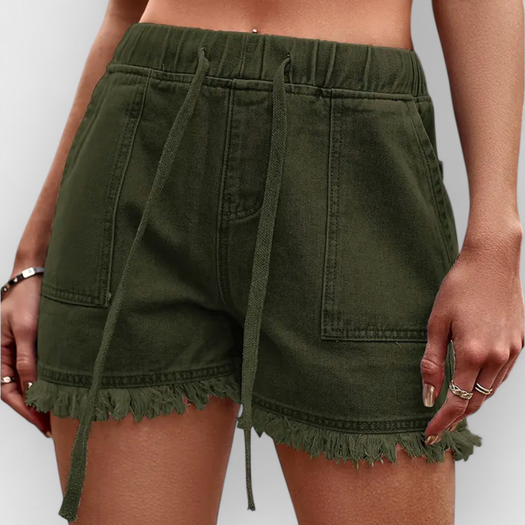 CELIA - HIGH-WAIST DENIM SHORTS