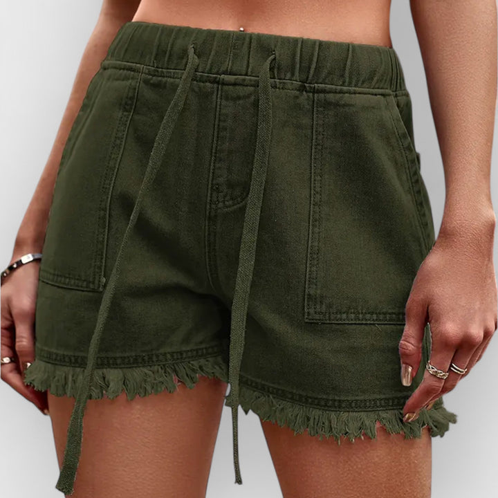 CELIA - HIGH-WAIST DENIM SHORTS