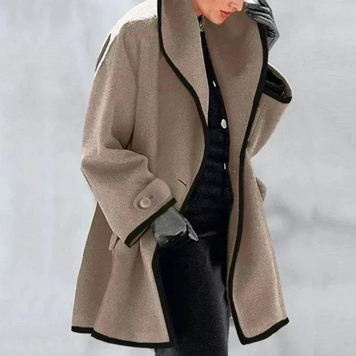 SHIRLEY – ELEGANT CONTRAST TRIM COAT