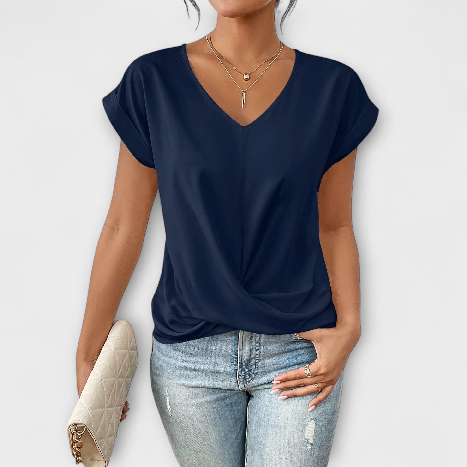 ROMILLY - V-NECK BLOUSE WITH KNOT DETAIL