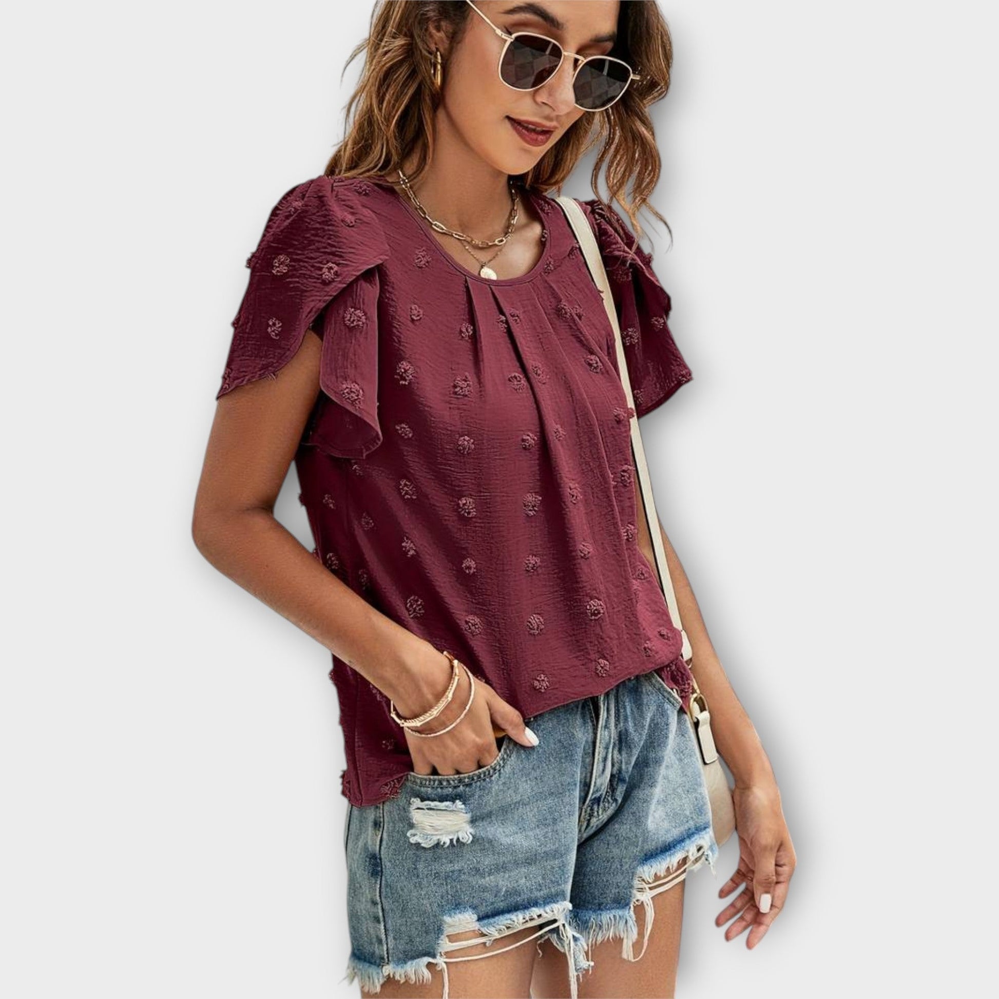 JODIE - ROMANTIC SWISS DOT BLOUSE