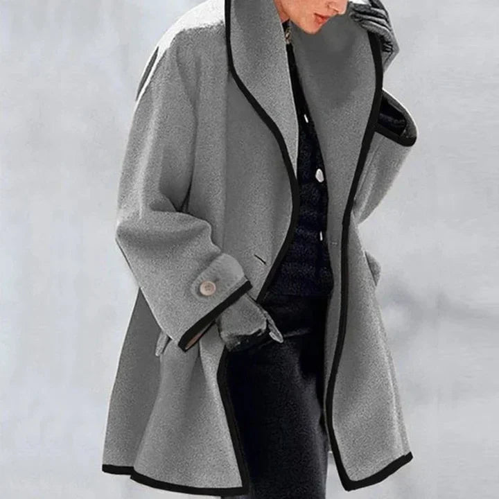 SHIRLEY – ELEGANT CONTRAST TRIM COAT