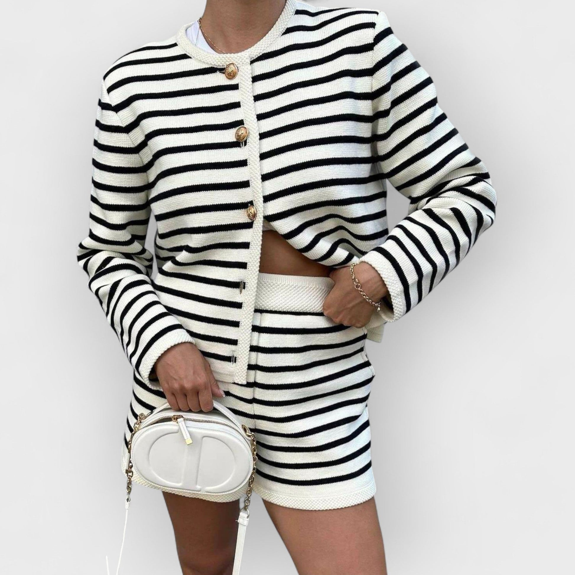 EMBER - VINTAGE STRIPED BUTTON CARDIGAN