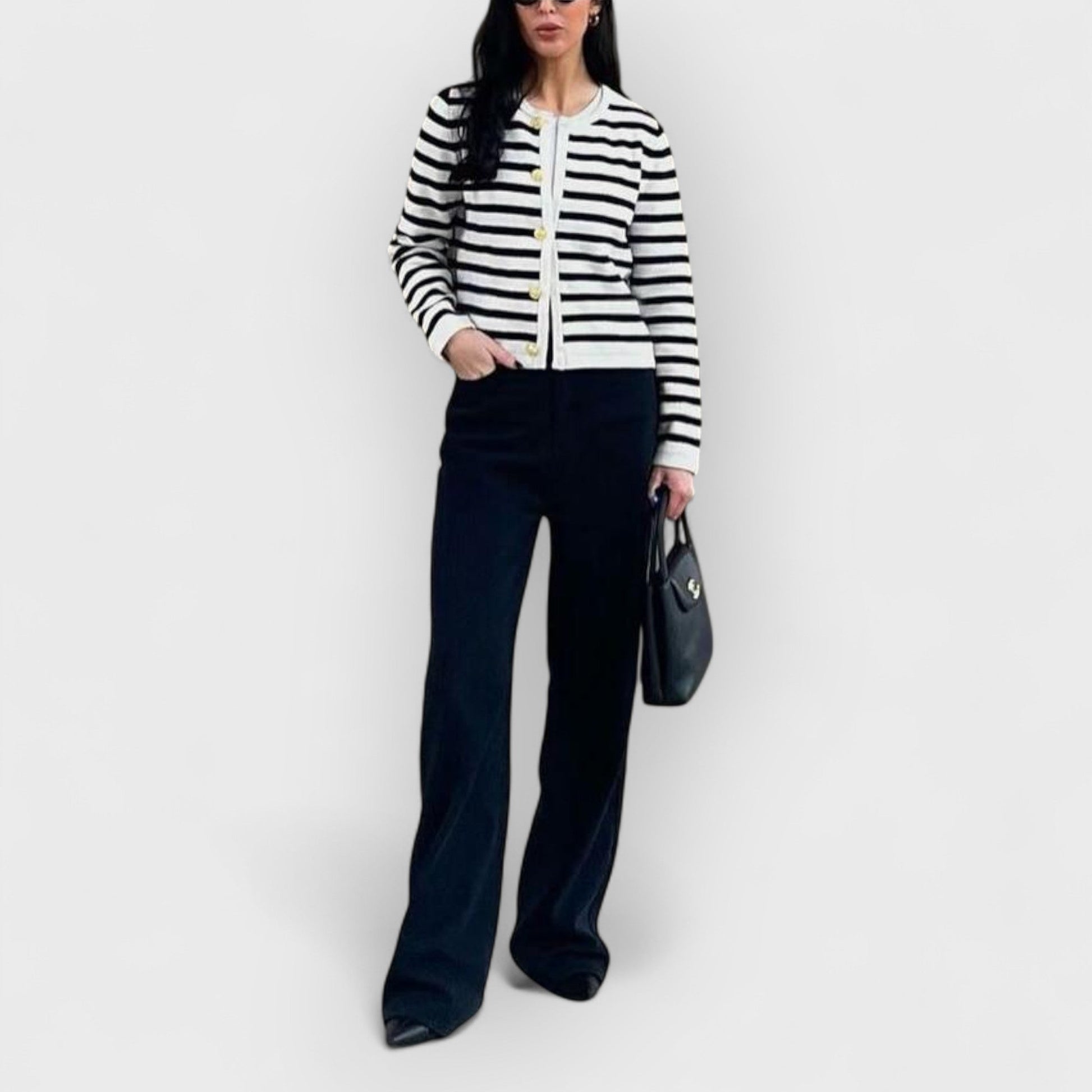 EMBER - VINTAGE STRIPED BUTTON CARDIGAN