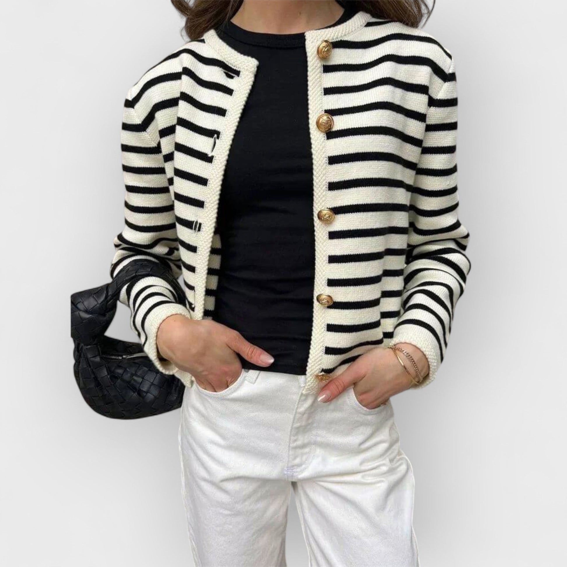 EMBER - VINTAGE STRIPED BUTTON CARDIGAN