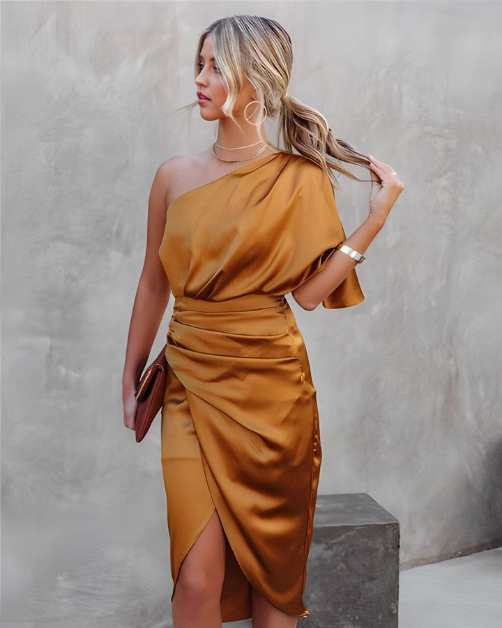 MABEL - ONE-SHOULDER DRAPED DRESS