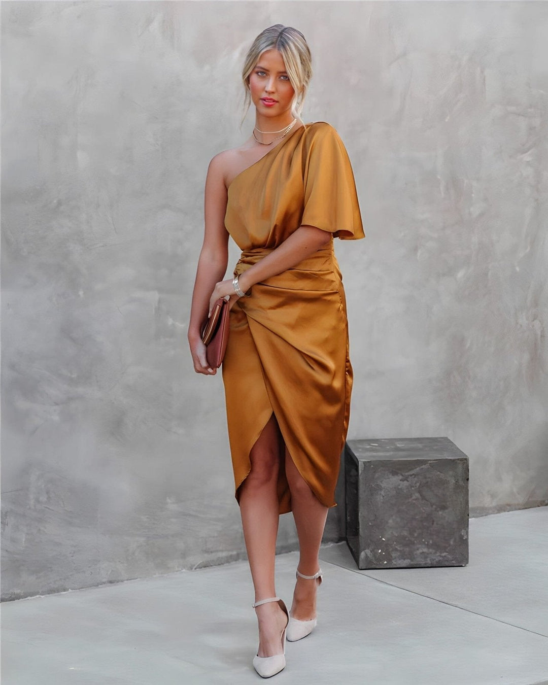 MABEL - ONE-SHOULDER DRAPED DRESS