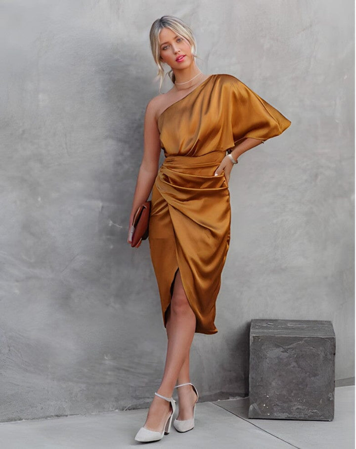 MABEL - ONE-SHOULDER DRAPED DRESS