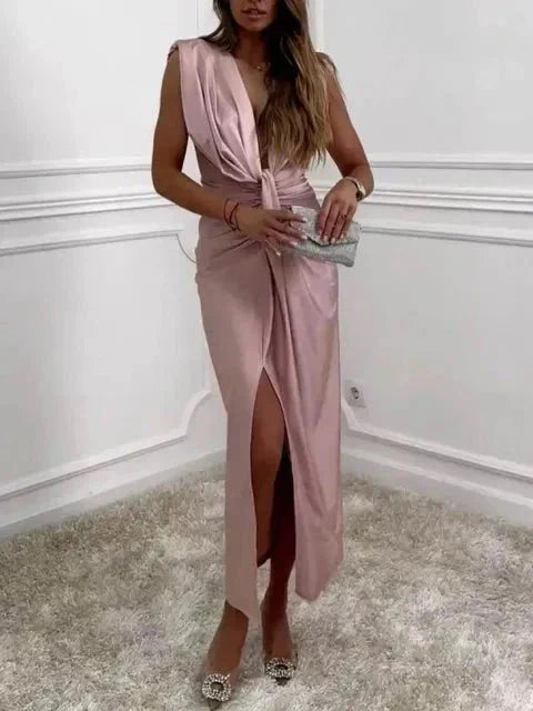 MELANIE - DRAPED KNOT EVENING DRESS