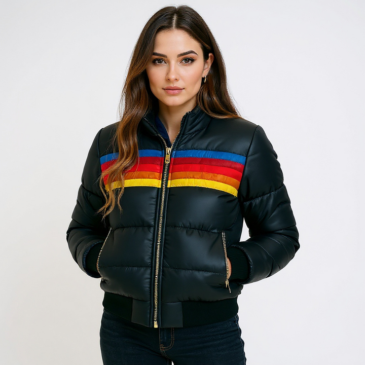 SHEILA – RETRO COLOUR-BLOCK PUFFER JACKET
