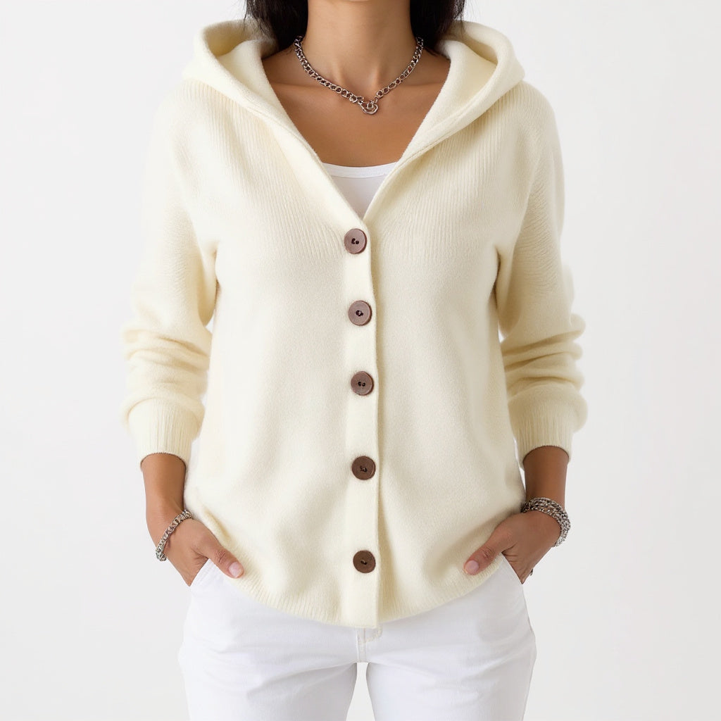 VERA - HOODED BUTTON-UP CARDIGAN